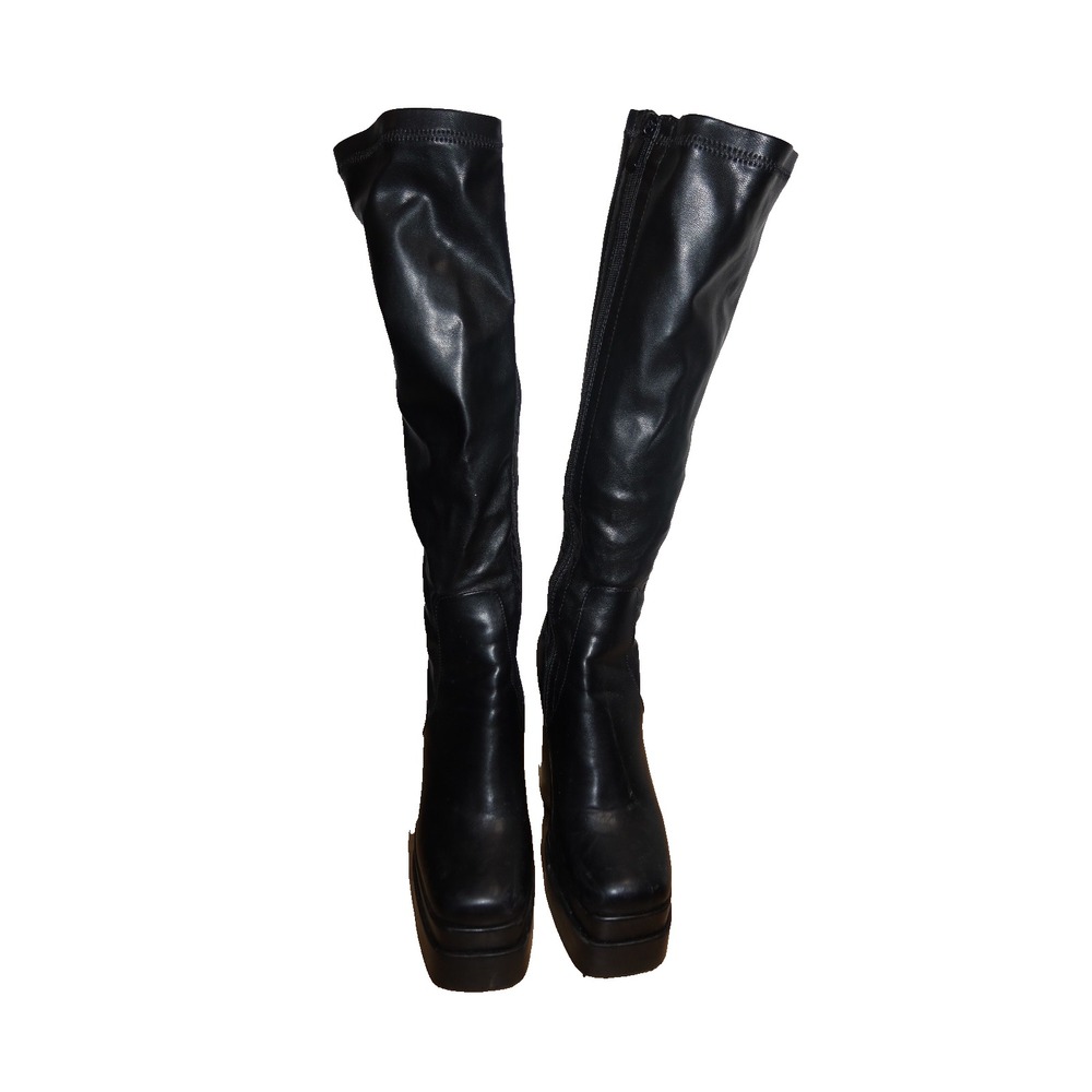 Akira Black Knee High Platform Boots Womens Chunky Block Heel Y2K 2000s Goth - Picture 2 of 5